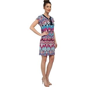 New! Laundry by Shelli Segal Women's Breezy Brezze T-Body Multi-Colored Dress